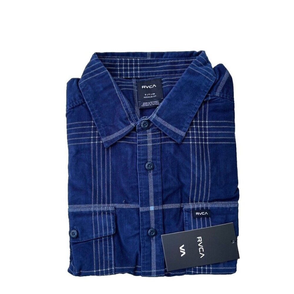 RVCA Blues Walk Corduroy Regular fit Long Sleeve Shirt Button Front Mens Size S